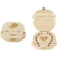 Spetebo Zahndose Holz Milchzahn Dose - Junge, Zahnbox für Milchzähne aus Holz ca. 12 cm