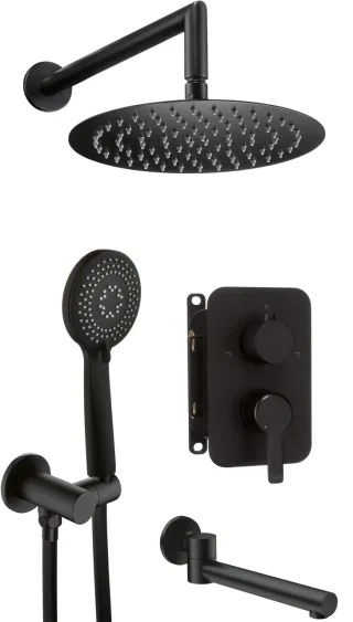 Neuesbad Serie 200 Schwarz Unterputz-Wannenset mit Smart-Box NB1DEBXYYNQAM1