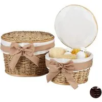 relaxdays Badorganizer Badkörbchen 2er Set (2 St), natur