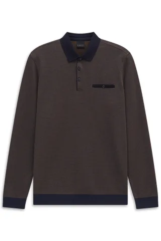 bugatti - Herren Polo 1/1 Arm braun - Gr. - 3XL