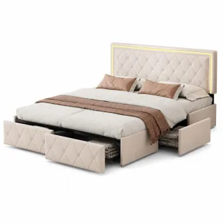 Joyfair Polsterbett, Beige, Metall, 140x200 cm, Schlafzimmer, Betten, Polsterbetten