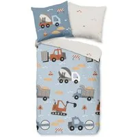 good morning Kinderbettwäsche Mack, Renforcé, 2 teilig, Baumwolle, Renforcé, Wendeoptik, Kind, Junge, Bagger
