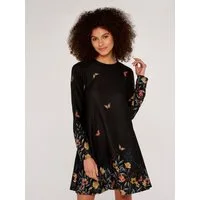 Apricot Strickkleid Swing Dress mit Blumendruck
