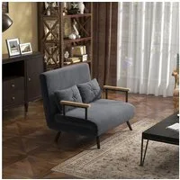 HOMCOM Schlafsofa 4 in 1 2 Sitzer Sofa Schlafcouch mit Samtoptik, Lendenkissen, Relaxsessel 1 Teile, für Wohnzimmer, Dunkelgrau