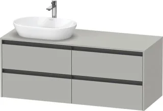 Duravit Ketho.2 Konsolenwaschtischunterbau wandhängend Betongrau Matt 1400x550x568 mm - K24898L07070 K24898L07070000