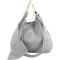 BRISE TASCHE Shopper Brise® – Italienischer Wildleder Shopper mit goldfarbenen Ringen (Taschen-Set, 2-teilig: Shopper + abnehmbare Wildleder-Clutch), Design aus echtem Wildleder mit goldfarbenen Metallringen