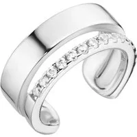 Firetti Ohrklemme Schmuck Geschenk Silber 925 Ear Cuff in zweireihiger Optik, mit Zirkonia (synth)