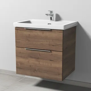 Sanipa 3way Waschtischunterbau zu Villeroy & Boch Subway 3.0 Waschtisch mit 2 Auszügen, Eiche-Tabak UM84750