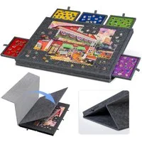 hganus Puzzleunterlage Tragbar Puzzlebrett, 5Schubladen, Filz, verstellbarer Ständer, 2-in-1 Puzzletisch für Erwachsene & Kinder