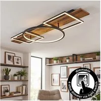 hofstein Deckenleuchte Deckenlampe aus Metall/MDF/Kunststoff in Schwarz/Holzoptik/Braun/Weiß, ohne Leuchtmittel, moderne Deckenleuchte, 32 Watt, 3000 Kelvin
