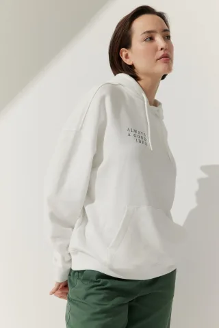 THE FASHION PEOPLE - Oversized Coffee Hoody warm white print - Gr. - L