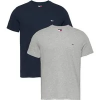 Tommy Jeans Rundhalsshirt TJM XSLIM 2PACK JERSEY TEE EXT (Packung, 2er-Pack) Logostickerei, 2Pack
