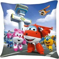 Super Wings Dekokissen Flughafen Kinder Deko-Kissen 40 x 40 cm Super Wings Wende-Motiv