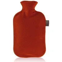 Fashy Wärmflasche Wärmflasche mit Bezug Flauschbezug Vliesbezug Fleecebezug 2L Rot