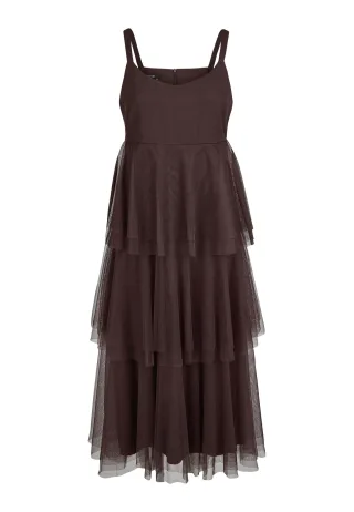 Marc Aurel - T�llkleid mit Stufenvolants espresso - Gr. - 40