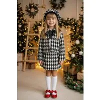 Parla Kids Shirt & Rock Blazer, Kleid und Mütze in schwarz - weiß Hahnentritt-Muster