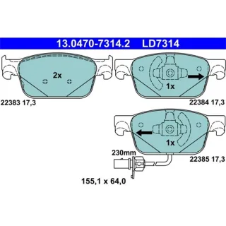ATE Bremsbel?ge vorne Audi A4 A5 13.0470-7314.2