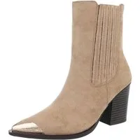 Ital-Design Stilvolle Stiefeletten mit Spitzkappe für Damen Westernstiefelette (90756037) Blockabsatz Stiefeletten in Hellbraun