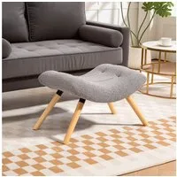HOMCOM Fußhocker mit Berberfleece-Stoff, bis 120 kg belastbar (Sitzhocker, 1 St., Polsterhocker), für Wohnzimmer, Schlafzimmer, 67 x 45 x 38 cm, Hellgrau