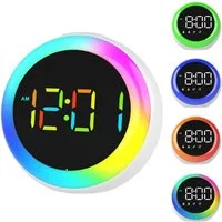 MOPUEA Wecker LED-Wecker Digitaler Uhr mit Farbwechsel, Doppelalarm, Sprachsteuerung