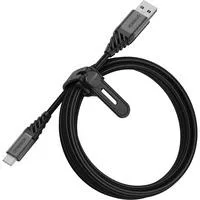 USB 2.0 Kabel, USB-A Stecker > USB-C Stecker schwarz, 2 Meter, PD, gesleevt