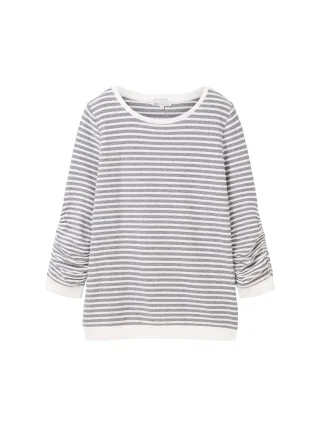Denim Tom Tailor - Sweatshirt mit Streifenmuster blue white structured stripe - Gr. - M