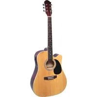 MSA Akustikgitarre 4/4 Western Gitarre mit Tonabnehmer und aktiver Elektronik - Cutaway