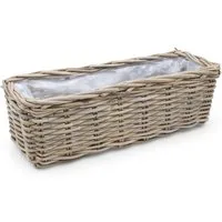 Spetebo Blumentopf Weide Pflanzkorb natur (Stück, 1 St., Flechtkorb), Rattan Blumenkorb mit Folie