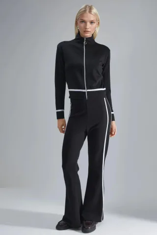 Modal Touch Kapuzenpullover mit Reißverschluss und weitem Hosen-Set
