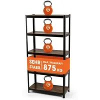 EASYmaxx Schwerlastregal 180x90x40 cm, 875 kg Traglast, 175 kg pro Ebene, 1-tlg., Regal und Werkbank, Kellerregal Lagerregal, 5 verstellbare Ablagen