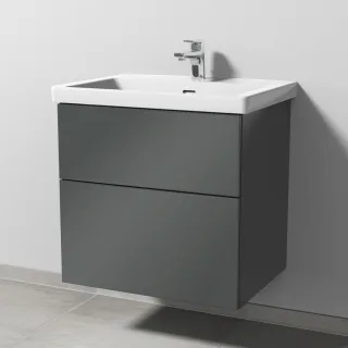 Sanipa 3way Waschtischunterbau zu Villeroy & Boch Subway 3.0 Waschtisch mit 2 Auszügen, Anthrazit-Gl SF84779