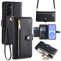 betterfon Handykette für Samsung Galaxy Leder Umhänge Hülle mit Kartenfächer, 5 Kartenfächer + verstellbare Kette & Standfunktion mit TPU-Schutz