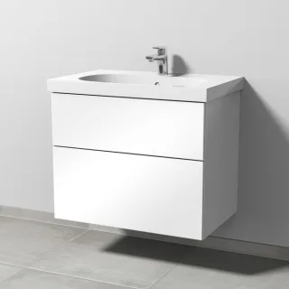 Sanipa 3way Waschtischunterbau zu Geberit Acanto Waschtisch mit 2 Auszügen, Weiß-Glanz SF41778