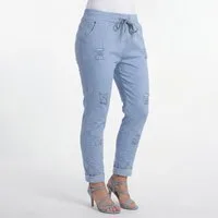OriginalYou Chinohose Sommerliche Damenhose mit Kordelzug Chino Hose im Used Look moderner Knitterlook, Vintage, Gummibund mit Kordelzug