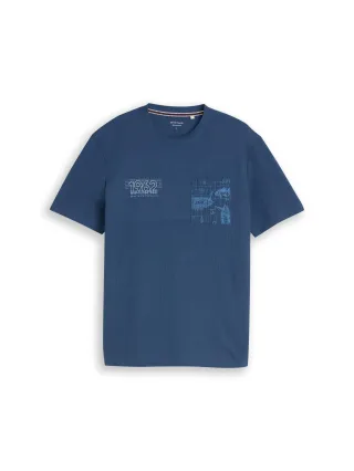 Tom Tailor - T-Shirt mit Waffelstruktur Dark Duck Blue - Gr. - L