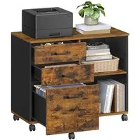 VASAGLE Aktenschrank Rollcontainer, mit Rollen nd 3 Schubladen