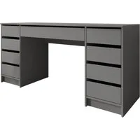 MIRJAN24 Schreibtisch Ada Bis (mit neun Schubladen), 154x55x76 cm, Schwarze Kunststofffüße, Schminktisch