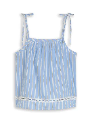 Denim Tom Tailor - Blusentop mit Streifenmuster blue white vertical stripe - Gr. - S