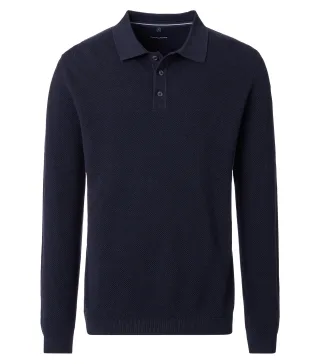 CASAMODA - Polo-Shirt Langarm blau - Gr. - XL