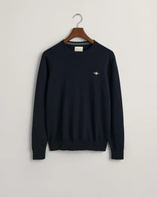 GANT - Rundhalspullover aus Baumwolle evening blue - Gr. - XL