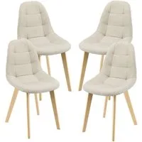 en.casa Esszimmerstuhl, »Kopparberg« Polsterstühle 4er Set Küchenstuhl Stoffbezug Beige