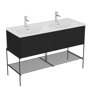 VitrA Equal Set Doppelwaschtisch 130 cm Waschtischunterschrank mit 2 Auszügen und Fußgestell,66526 66526