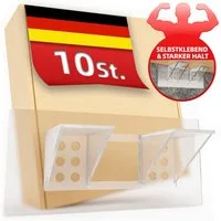 DEKAZIA Wandregalhalter ohne Bohren, Regalbodenhalter selbstklebend, Träger für Regalböden, versch. Größen & Lasten, 4er, 10er, 16er Set 10-tlg., Regalbodenträger Sets Bretthalter für Schränke Regale