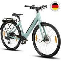 SAXXX E-Bike Cityrad 28 Zoll für Damen und Herren, Elektrofahrrad nur 21,5kg, bis zu 90km, 7 Gang Shimano, Kettenschaltung, Heckmotor, 418 Wh, E-Cityrad, Farb-LCD, RH: 45cm/48cm, Tektro hydr. Scheibenbremsen