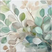 artissimo Glasbild Bild aus Glas 50x50 cm / Wandbild Quadratisch / Wanddeko modern, Natur: Eukalyptusblätter Aquarell in salbei grün