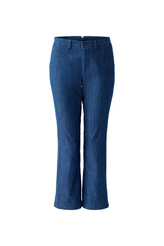 Oui - Jeans Bootcut low waist, cropped blue denim - Gr. - 42