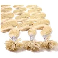 hair2heart Echthaar-Extension Bonding Extensions gewellt #9/0 Lichtblond 1g 50cm
