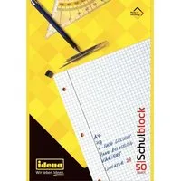 Idena Spiel Idena Schulblock kariert DIN A4 - 50 Blatt 70g/m² Qualitätspapier