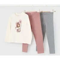 Mayoral Shirt & Leggings 3-teiliges Mädchen-Set: Langarmshirt mit Print & 2 Leggings (472447)