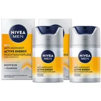 Nivea Men Gesichtspflege Active Energy Feuchtigkeitspflege Koffein Guarana 2x50ml Set, 2-tlg., Mikroplastikfreie Formel gemäß UNEP-Definition